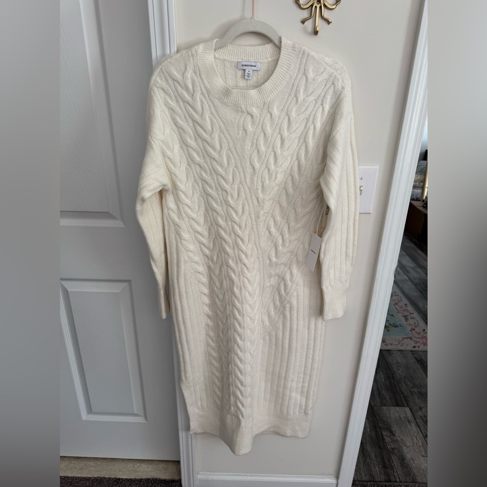 Nordstrom ivory cable knit sweater dress